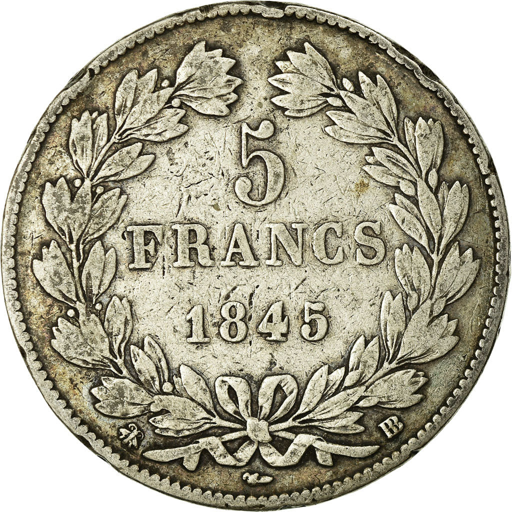 Münze, Frankreich, Louis-Philippe, 5 Francs, 1845, Strasbourg, S, Silber