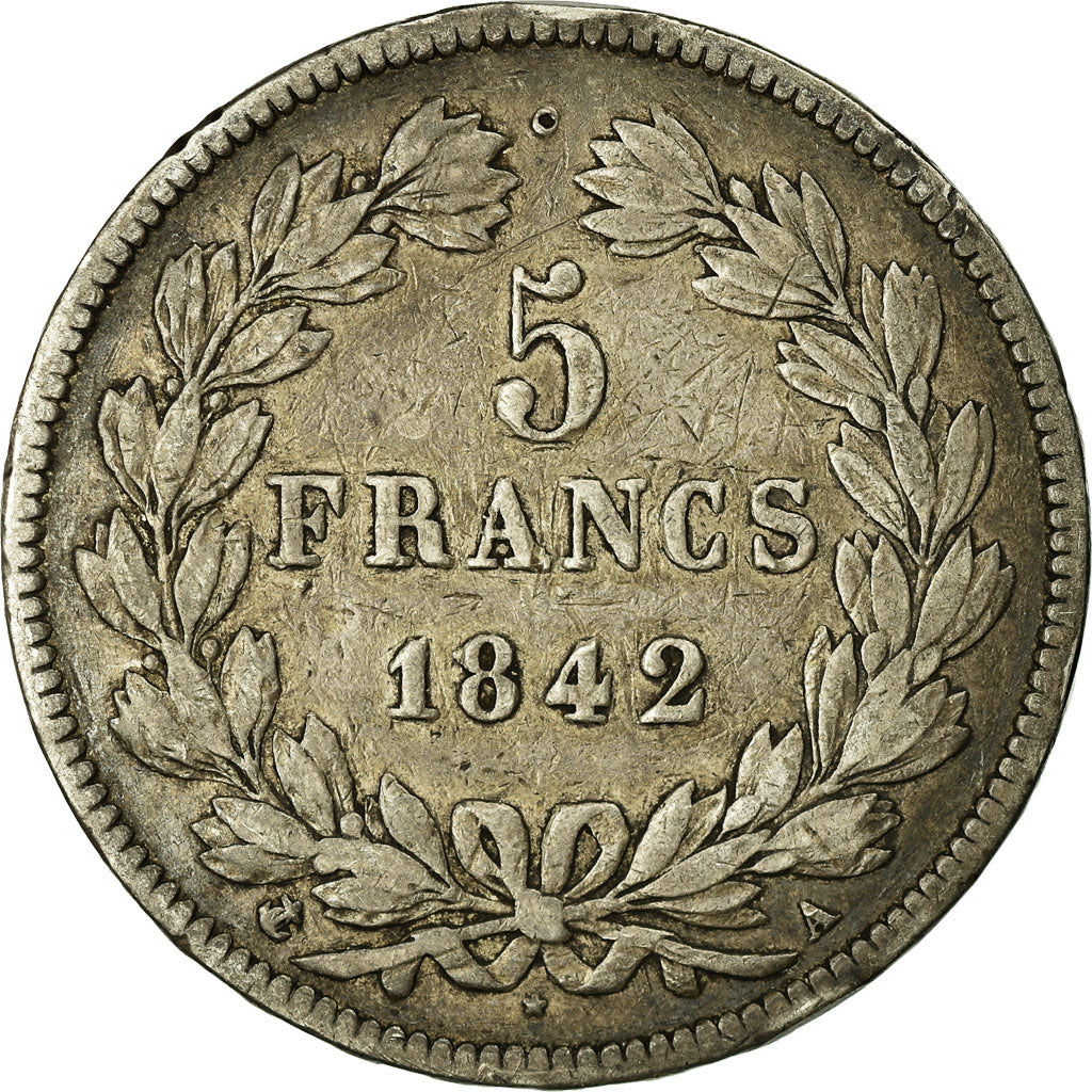 Monnaie, France, Louis-Philippe, 5 Francs, 1842, Paris, TB, Argent, Gadoury:678