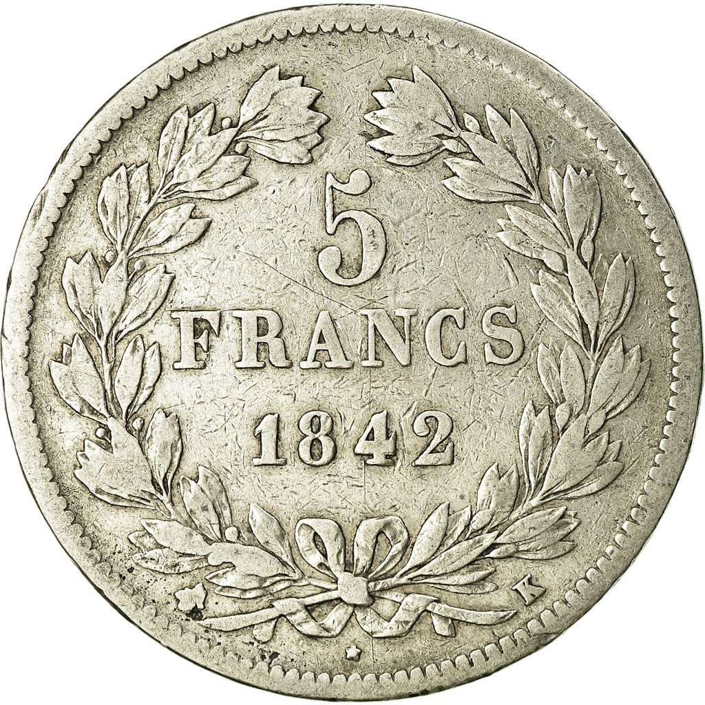 Monnaie, France, Louis-Philippe, 5 Francs, 1842, Bordeaux, TB, Argent