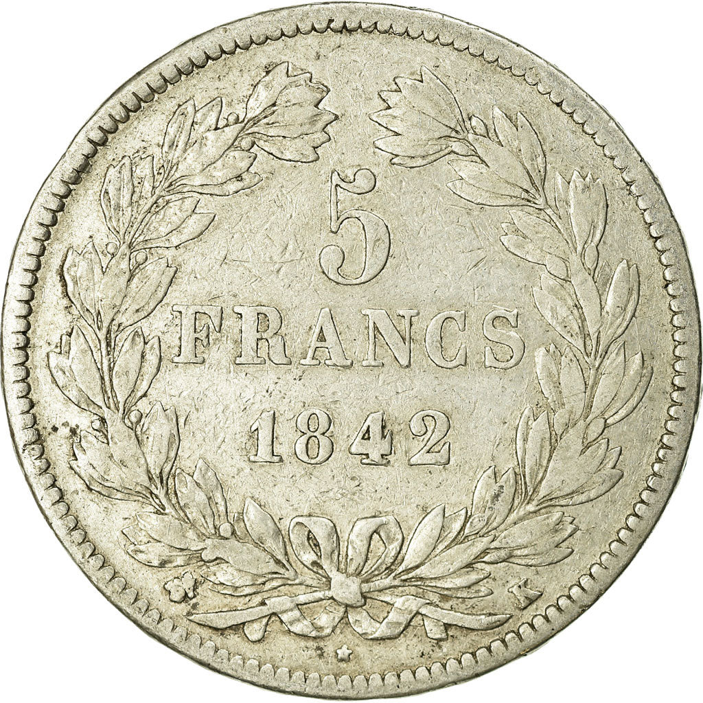 Coin, France, Louis-Philippe, 5 Francs, 1842, Bordeaux, VF(20-25), Silver