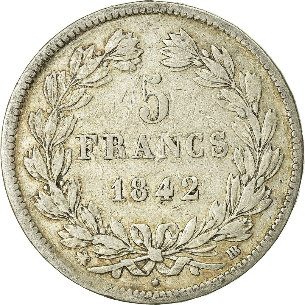 Monnaie, France, Louis-Philippe, 5 Francs, 1842, Strasbourg, TB, Argent