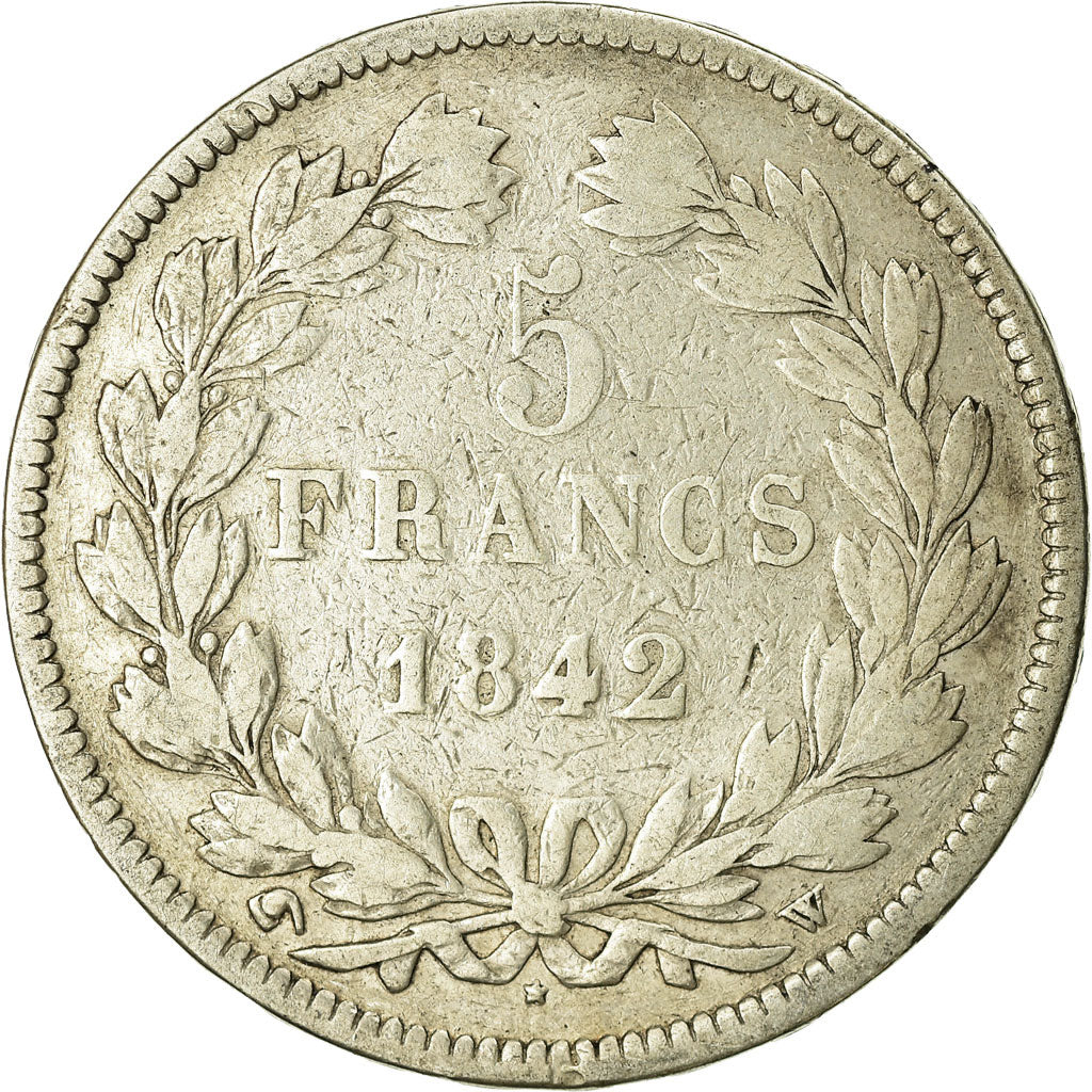 Coin, France, Louis-Philippe, 5 Francs, 1842, Lille, VF(20-25), Silver
