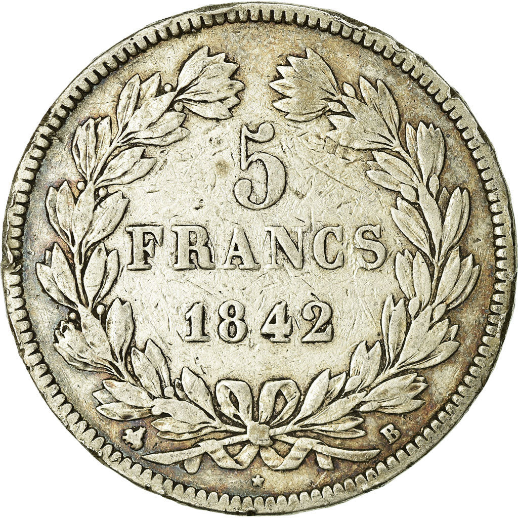 Coin, France, Louis-Philippe, 5 Francs, 1842, Rouen, VF(20-25), Silver