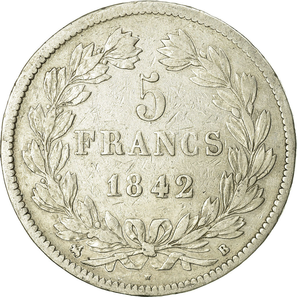 Coin, France, Louis-Philippe, 5 Francs, 1842, Rouen, VF(20-25), Silver