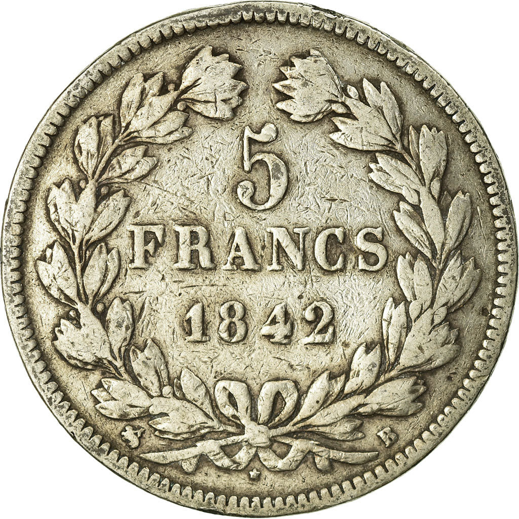 Monnaie, France, Louis-Philippe, 5 Francs, 1842, Rouen, TB, Argent, Gadoury:678