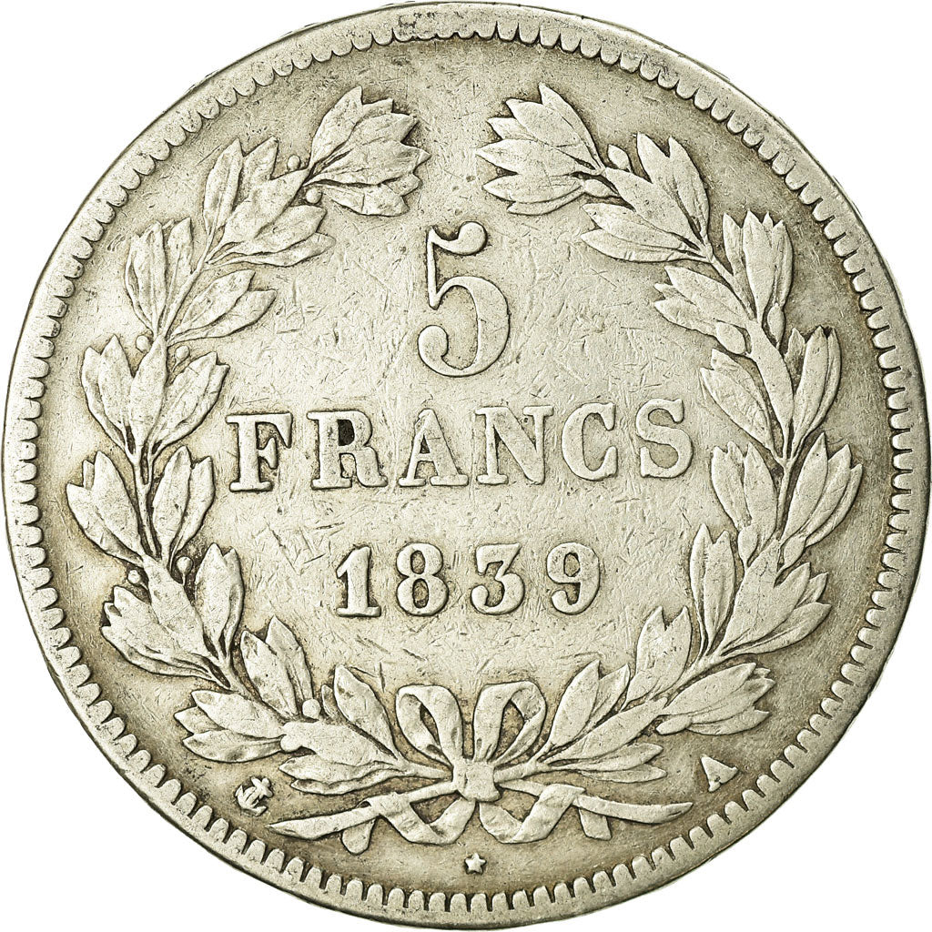 Coin, France, Louis-Philippe, 5 Francs, 1839, Paris, VF(20-25), Silver
