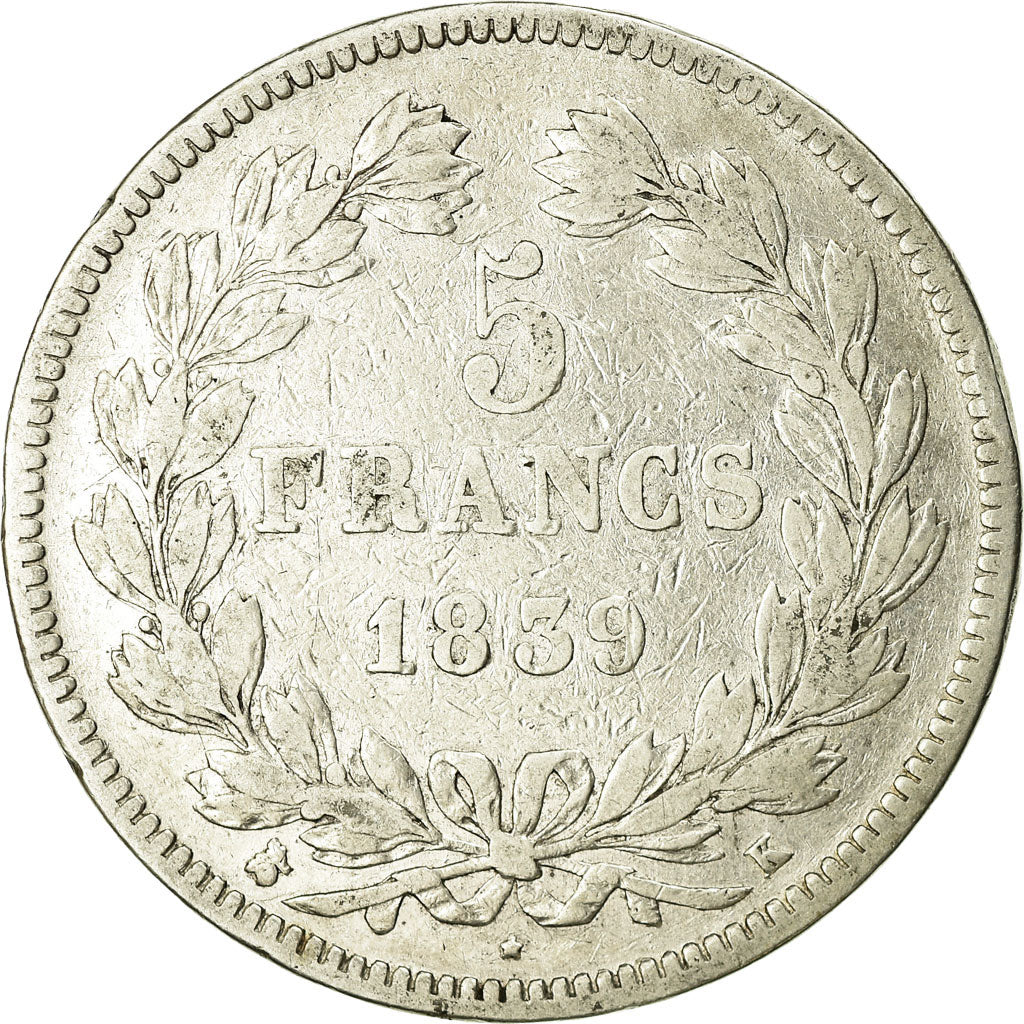 Monnaie, France, Louis-Philippe, 5 Francs, 1839, Bordeaux, TB, Argent