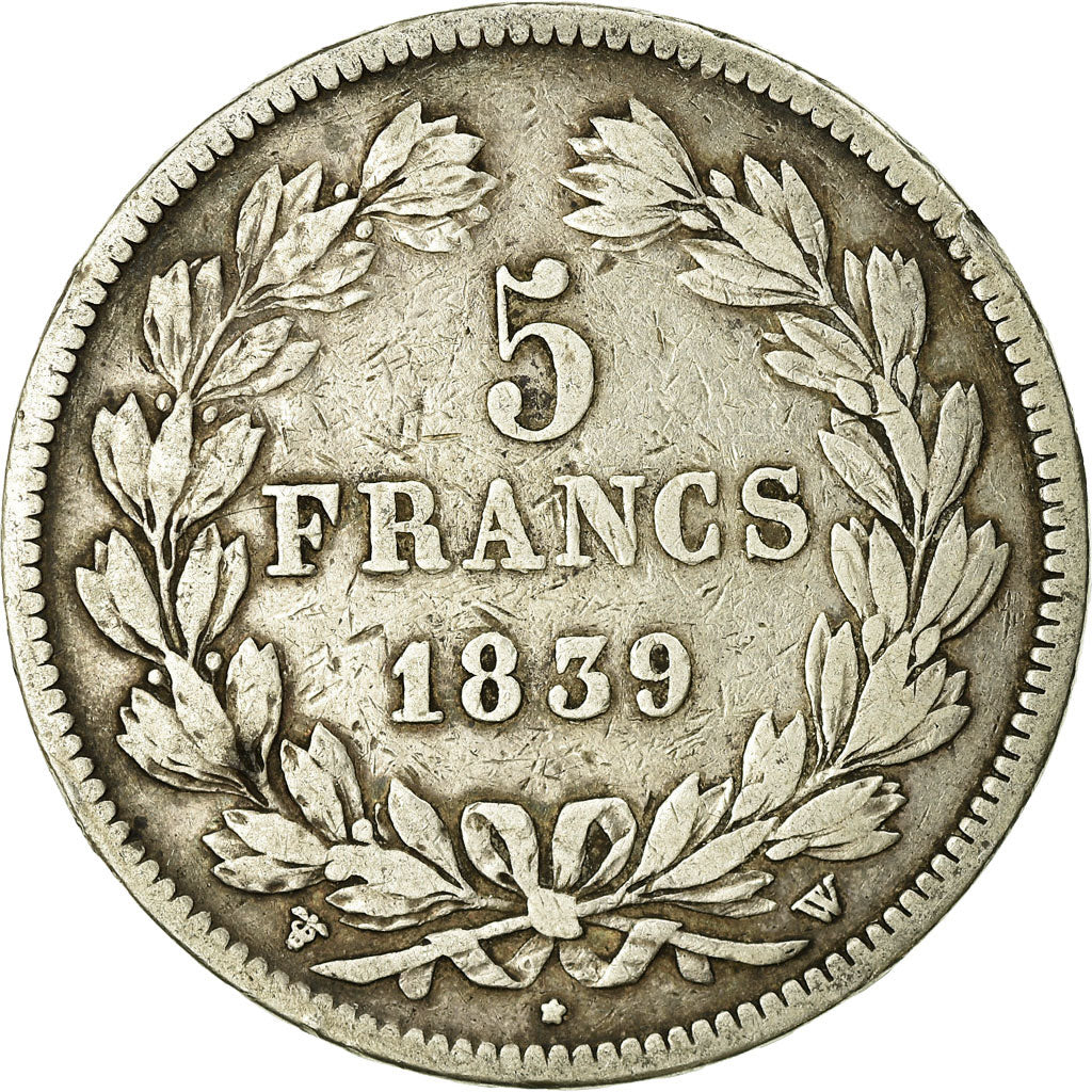Coin, France, Louis-Philippe, 5 Francs, 1839, Lille, VF(20-25), Silver
