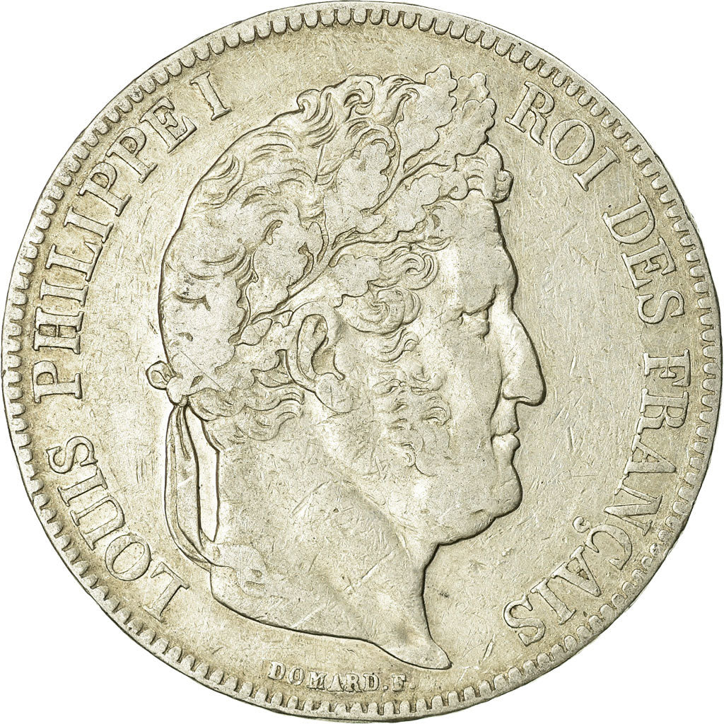 Moeda, França, Louis-Philippe, 5 Francs, 1839, Lille, VF(20-25), Prata