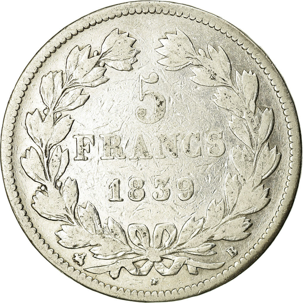 Coin, France, Louis-Philippe, 5 Francs, 1839, Rouen, VF(20-25), Silver