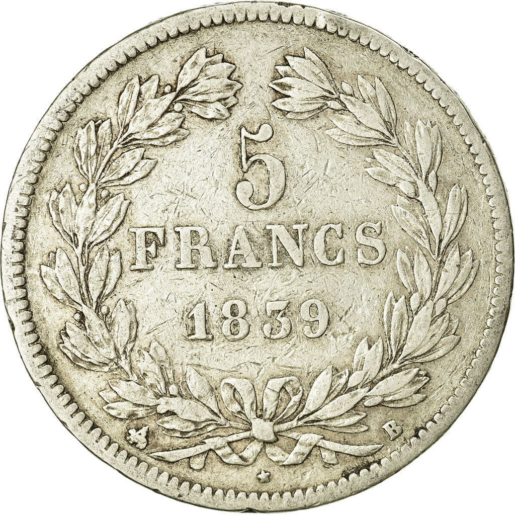 Coin, France, Louis-Philippe, 5 Francs, 1839, Rouen, VF(20-25), Silver