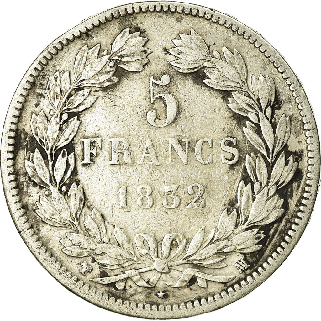Coin, France, Louis-Philippe, 5 Francs, 1832, Marseille, VF(20-25), Silver