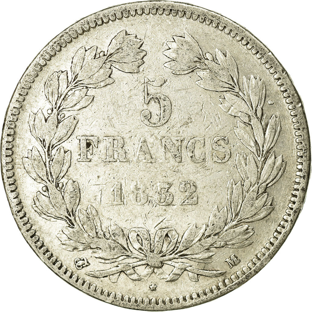 Coin, France, Louis-Philippe, 5 Francs, 1832, Toulouse, VF(20-25), Silver