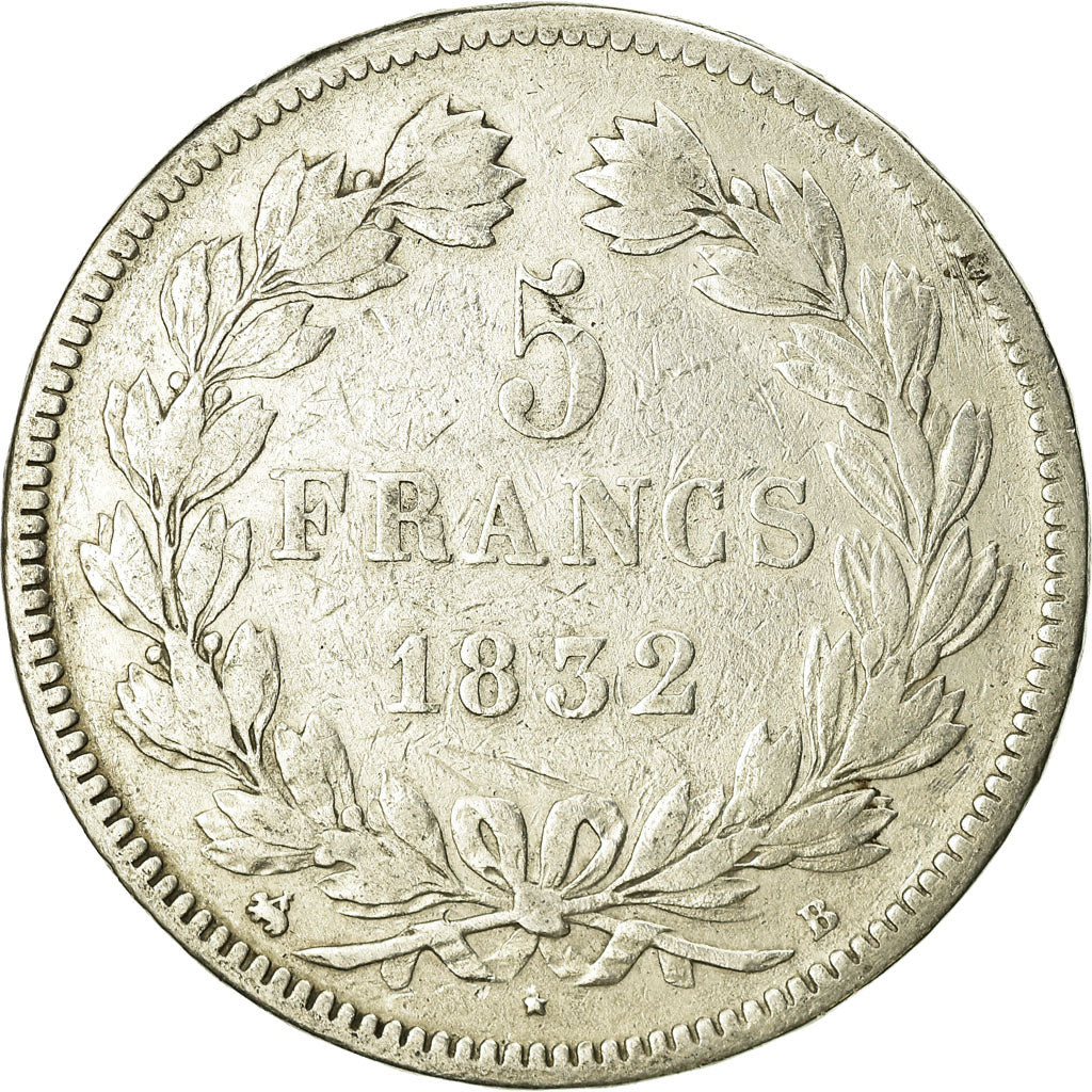 Coin, France, Louis-Philippe, 5 Francs, 1832, Rouen, VF(20-25), Silver
