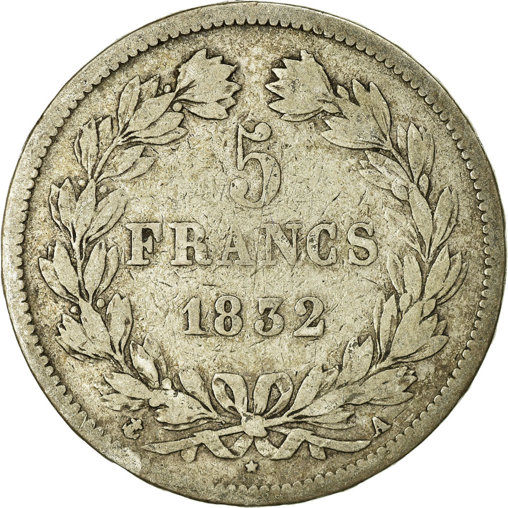 Coin, France, Louis-Philippe, 5 Francs, 1832, Paris, VF(20-25), Silver