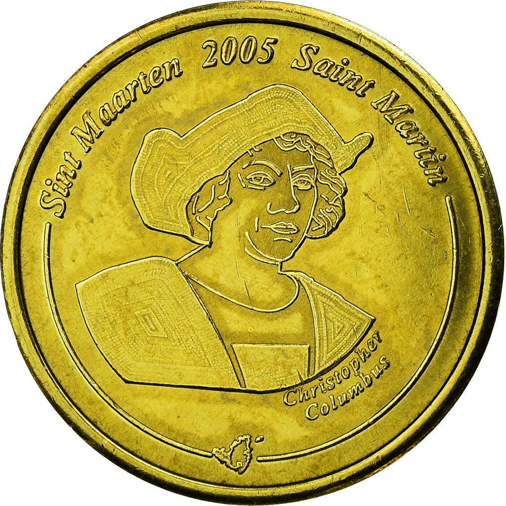 France, 20 Euro Cent, 2005, Saint-Martin, MS(63), Brass