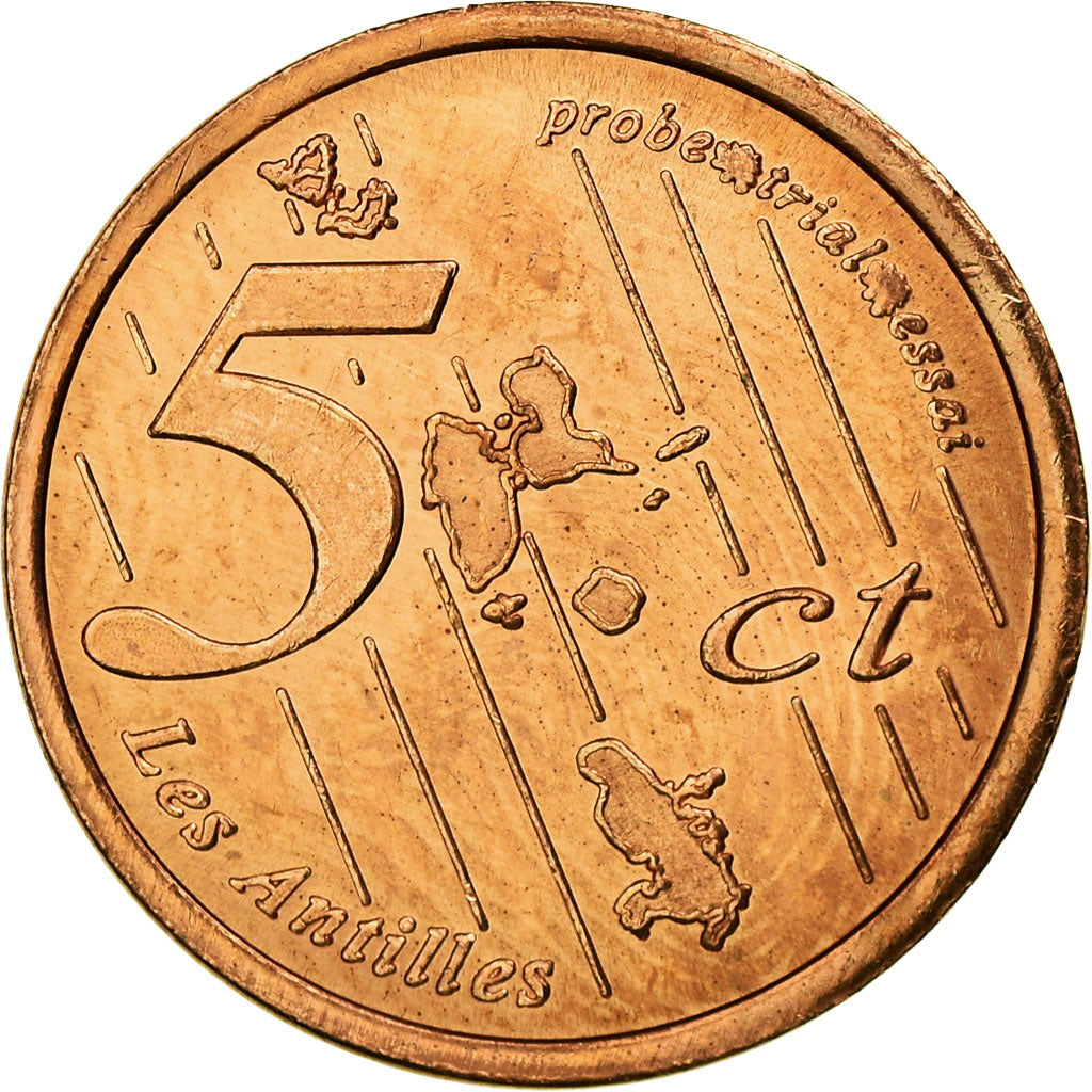 France, 5 Euro Cent, 2005, Saint-Martin, MS(63), Copper