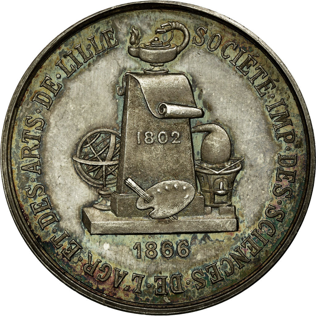 France, Token, Instruction and Education, 1866, MS(63), Silver