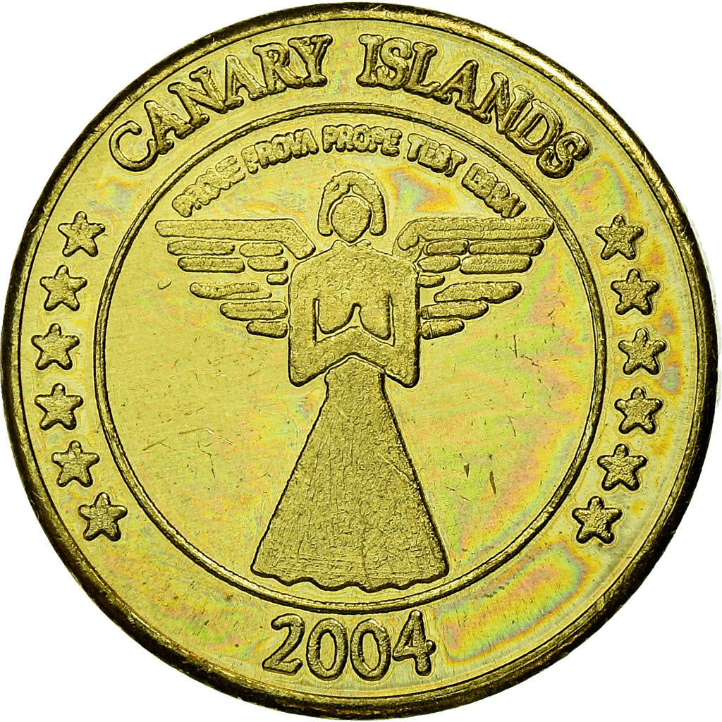 Hiszpania, 10 Euro Cent, 2004, Canary Islands, MS(63), Mosiądz