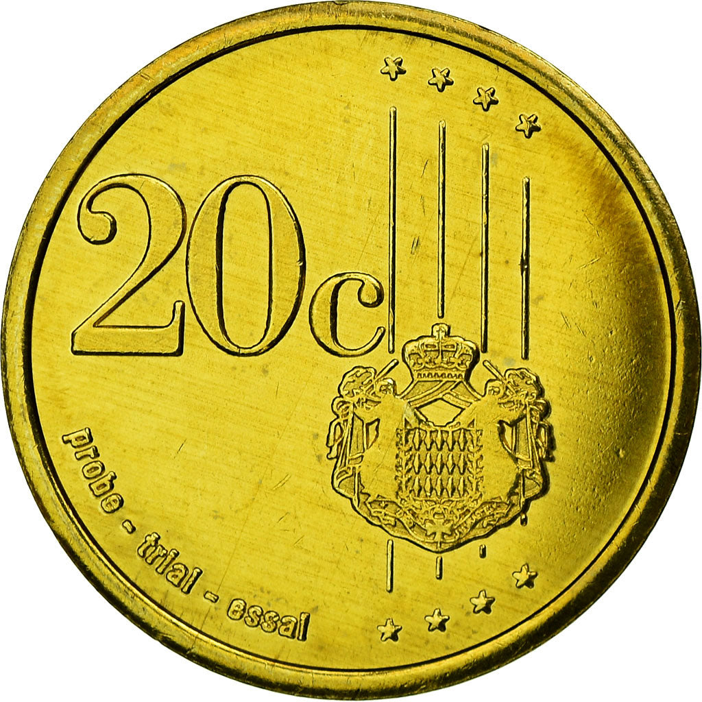Mónaco, 20 Euro Cent, Prince Albert, 2006, MS(63), Latão