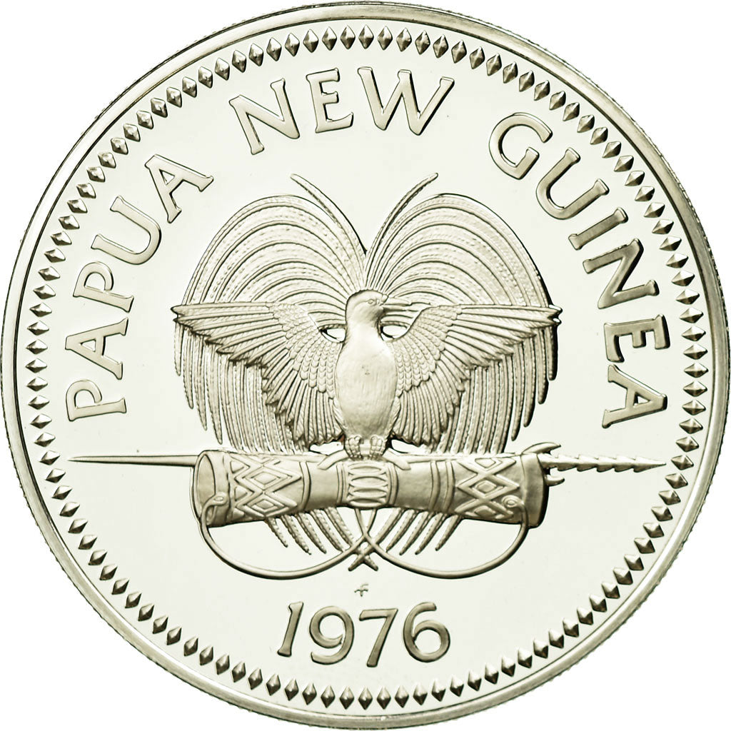 Coin, Papua New Guinea, 10 Kina, 1976, Franklin Mint, MS(65-70), Silver, KM:8a