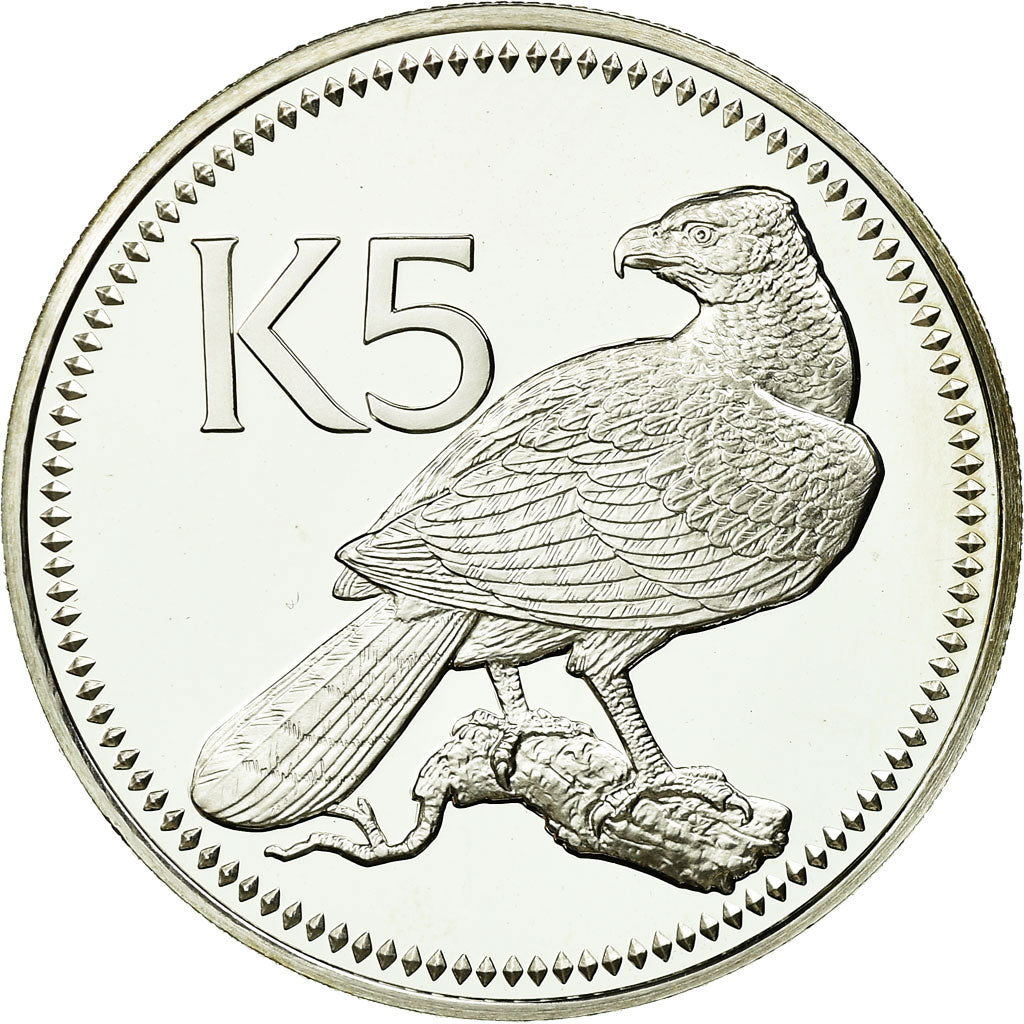 Coin, Papua New Guinea, 5 Kina, 1976, MS(65-70), Silver, KM:7a