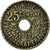 Moeda, Tunísia, Muhammad al-Nasir Bey, 25 Centimes, 1919, Paris, EF(40-45)