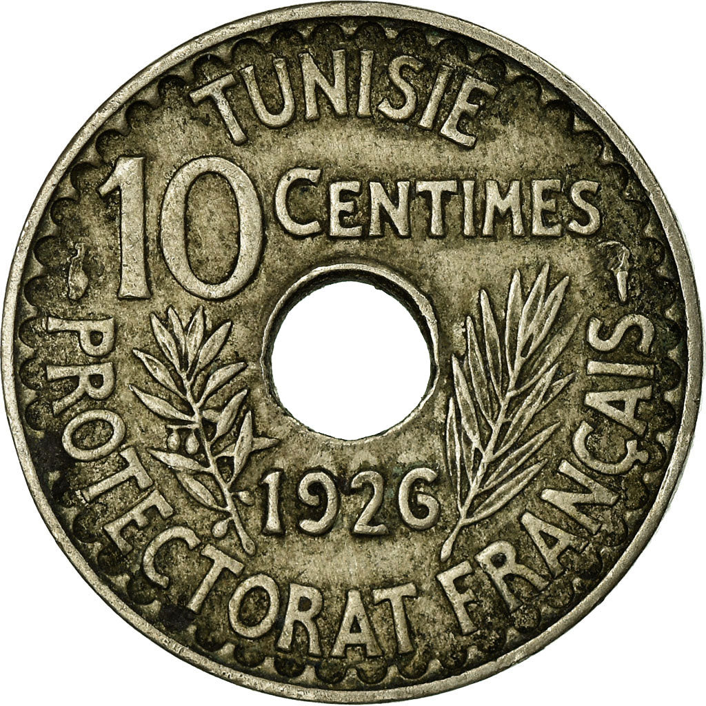 Coin, Tunisia, Muhammad al-Habib Bey, 10 Centimes, 1926, Paris, EF(40-45)