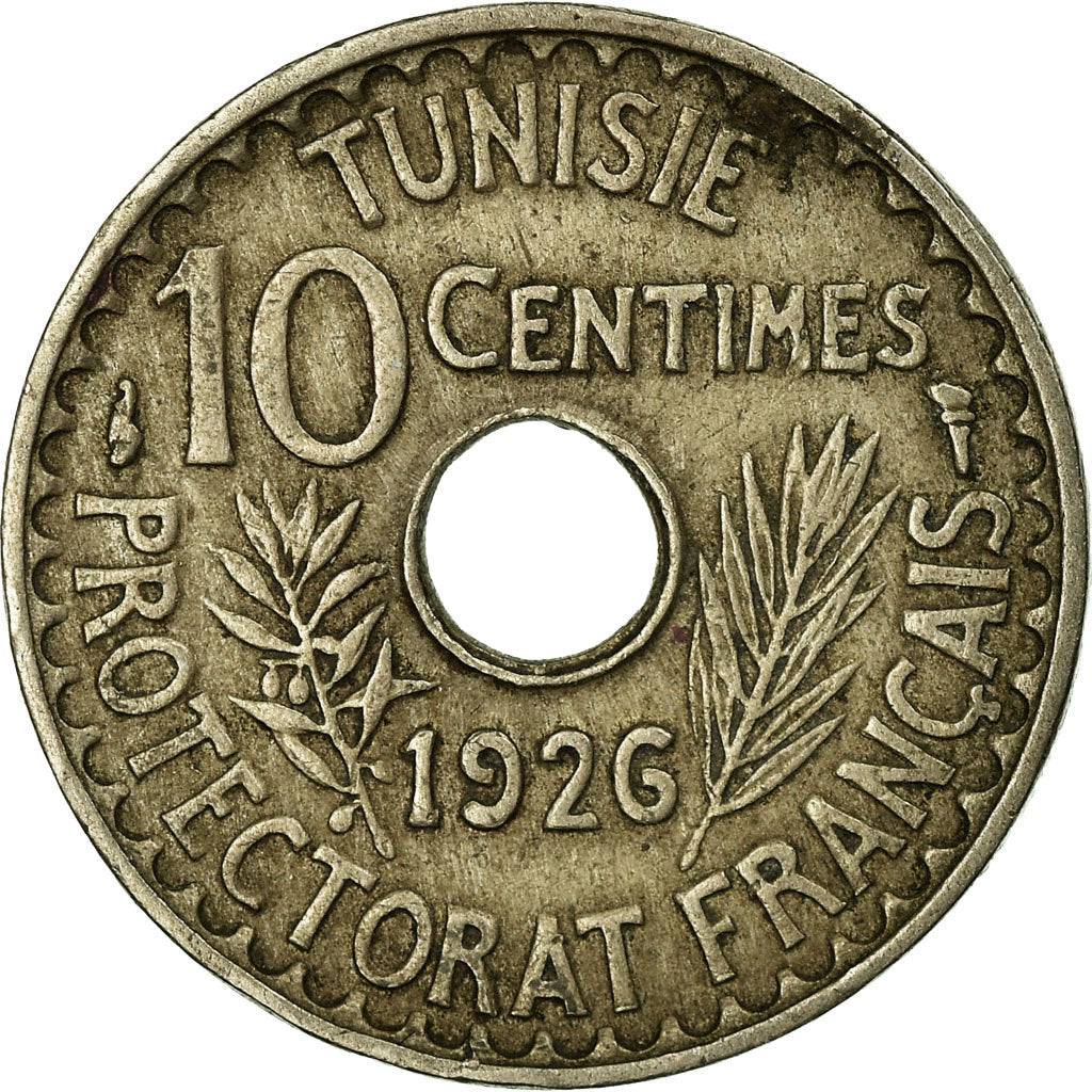 Moneta, Tunisia, Muhammad al-Habib Bey, 10 Centimes, 1926, Paris, BB