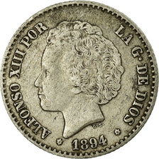 Coin, Spain, Alfonso XIII, 50 Centimos, 1894, Madrid, EF(40-45), Silver, KM:703