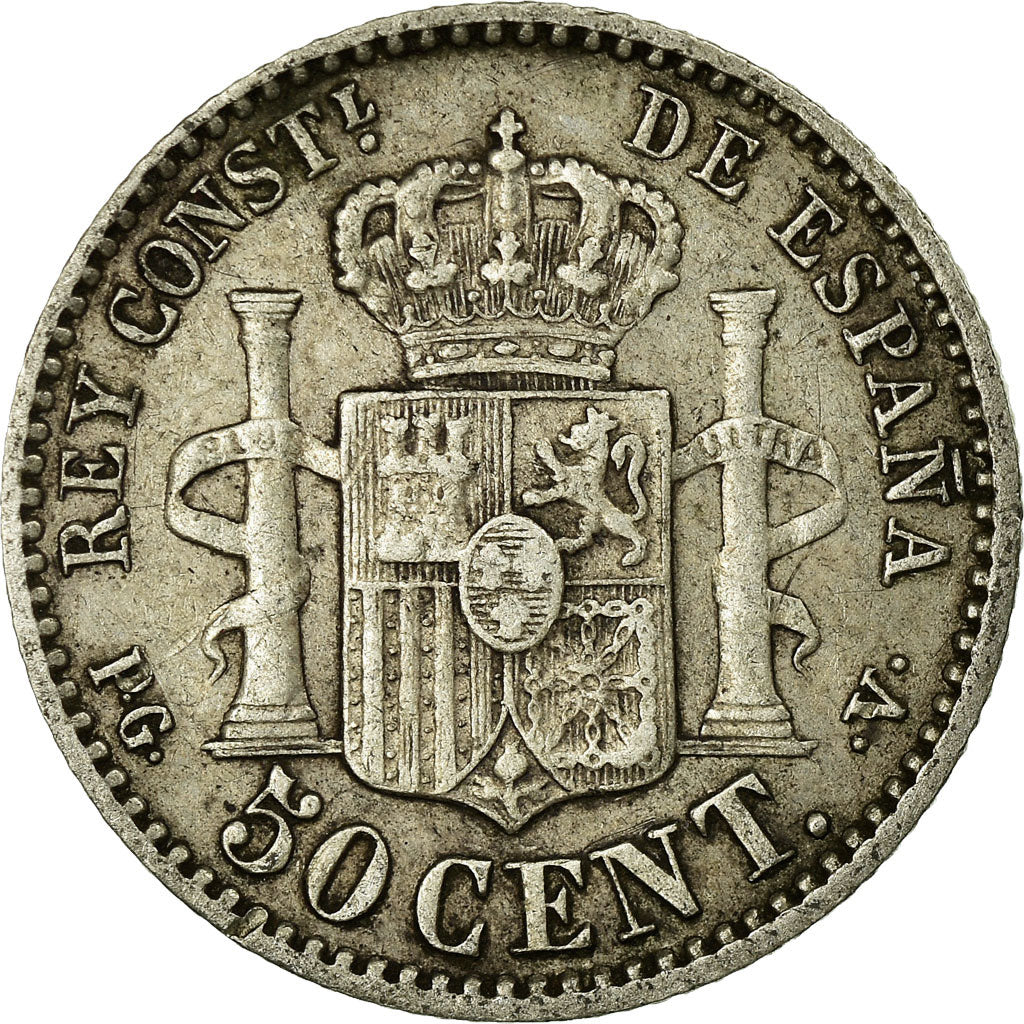 Coin, Spain, Alfonso XIII, 50 Centimos, 1894, Madrid, EF(40-45), Silver, KM:703