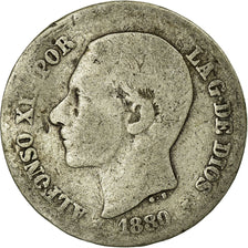Coin, Spain, Alfonso XII, 50 Centimos, 1880, Madrid, VF(20-25), Silver, KM:685