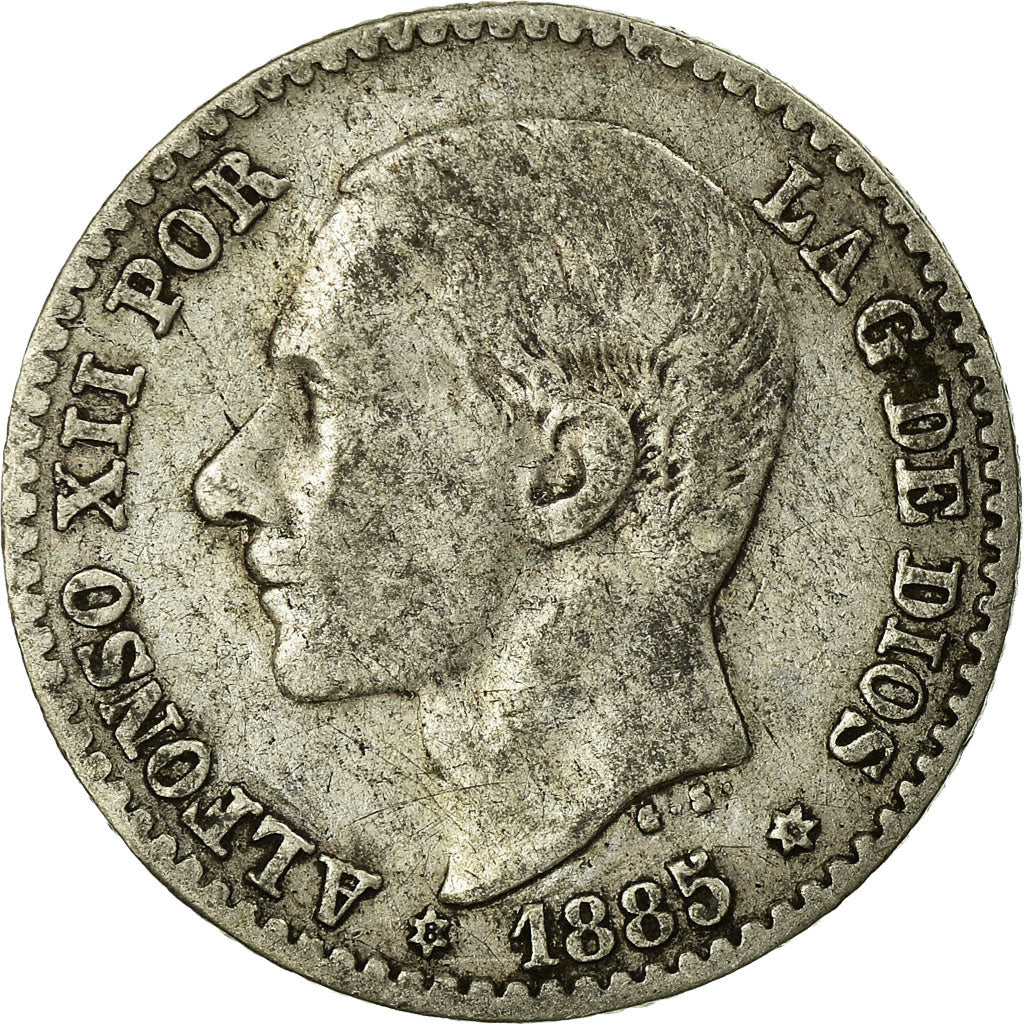 Coin, Spain, Alfonso XII, 50 Centimos, 1885, Madrid, VF(30-35), Silver, KM:685