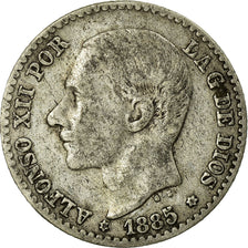 Coin, Spain, Alfonso XII, 50 Centimos, 1885, Madrid, VF(30-35), Silver, KM:685