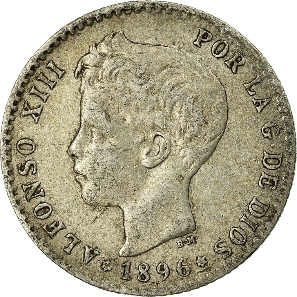 Moneda, España, Alfonso XIII, 50 Centimos, 1896, Madrid, MBC, Plata, KM:705