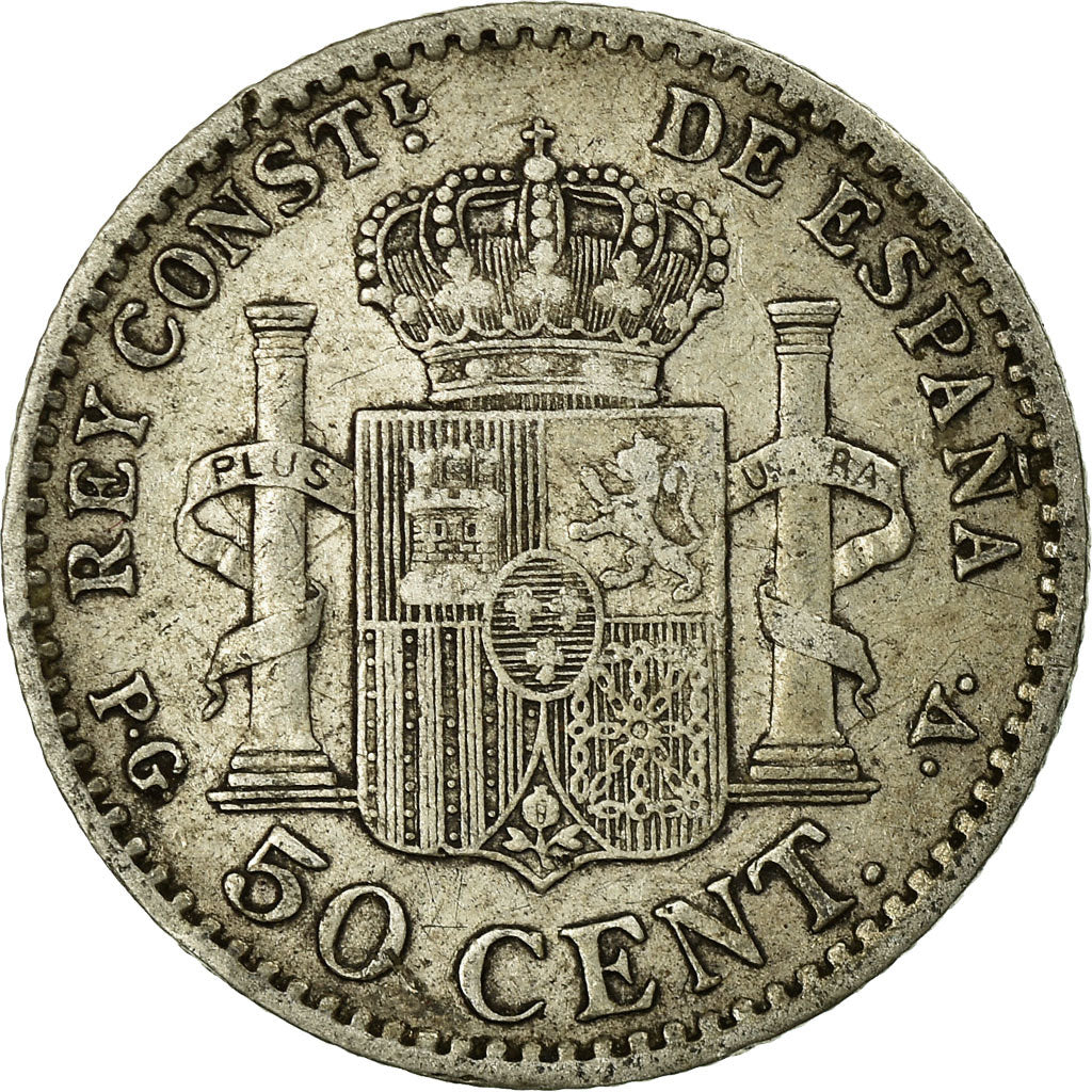 Moneda, España, Alfonso XIII, 50 Centimos, 1896, Madrid, MBC, Plata, KM:705