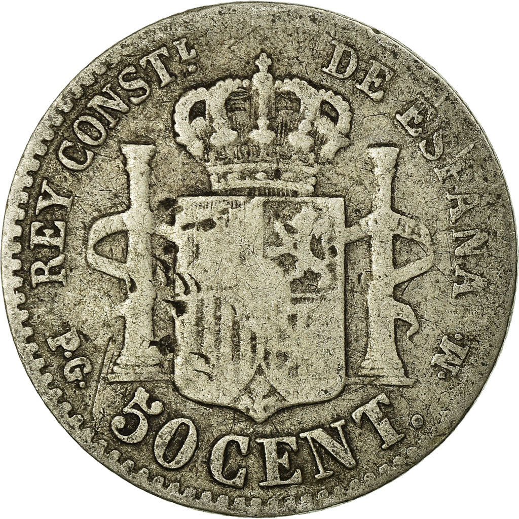 Coin, Spain, Alfonso XIII, 50 Centimos, 1892, Madrid, VF(20-25), Silver, KM:690