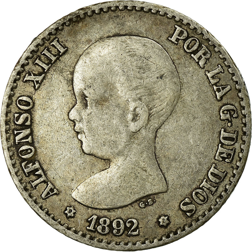 Coin, Spain, Alfonso XIII, 50 Centimos, 1892, Madrid, EF(40-45), Silver, KM:690