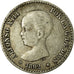 Coin, Spain, Alfonso XIII, 50 Centimos, 1892, Madrid, EF(40-45), Silver, KM:690