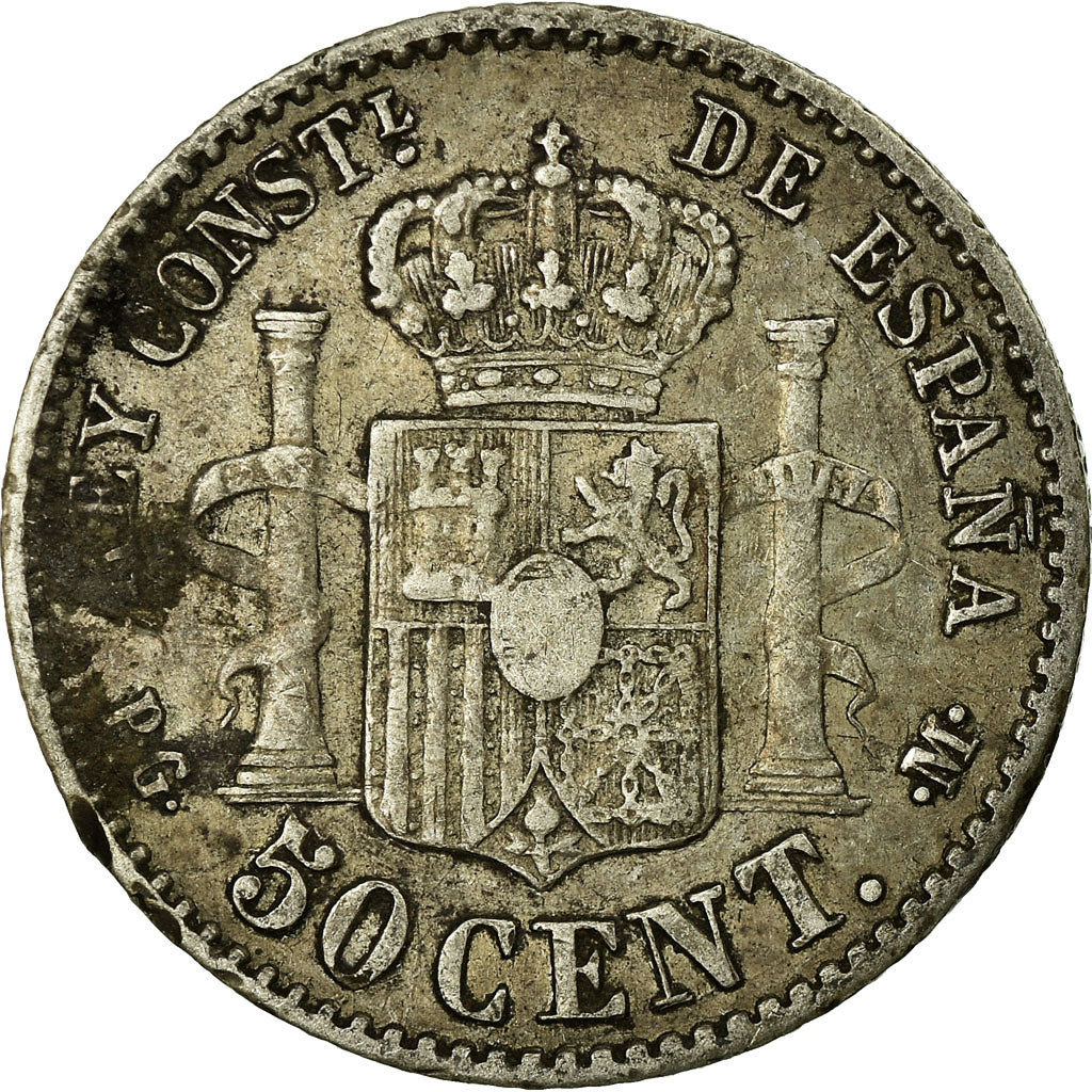 Coin, Spain, Alfonso XIII, 50 Centimos, 1892, Madrid, EF(40-45), Silver, KM:690