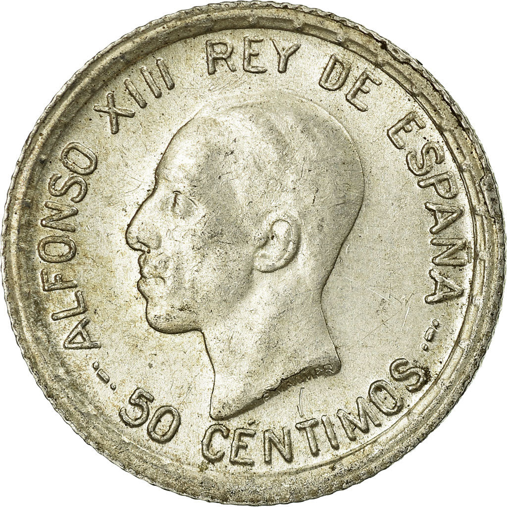 Moeda, Espanha, Alfonso XIII, 50 Centimos, 1926, Madrid, EF(40-45), Prata