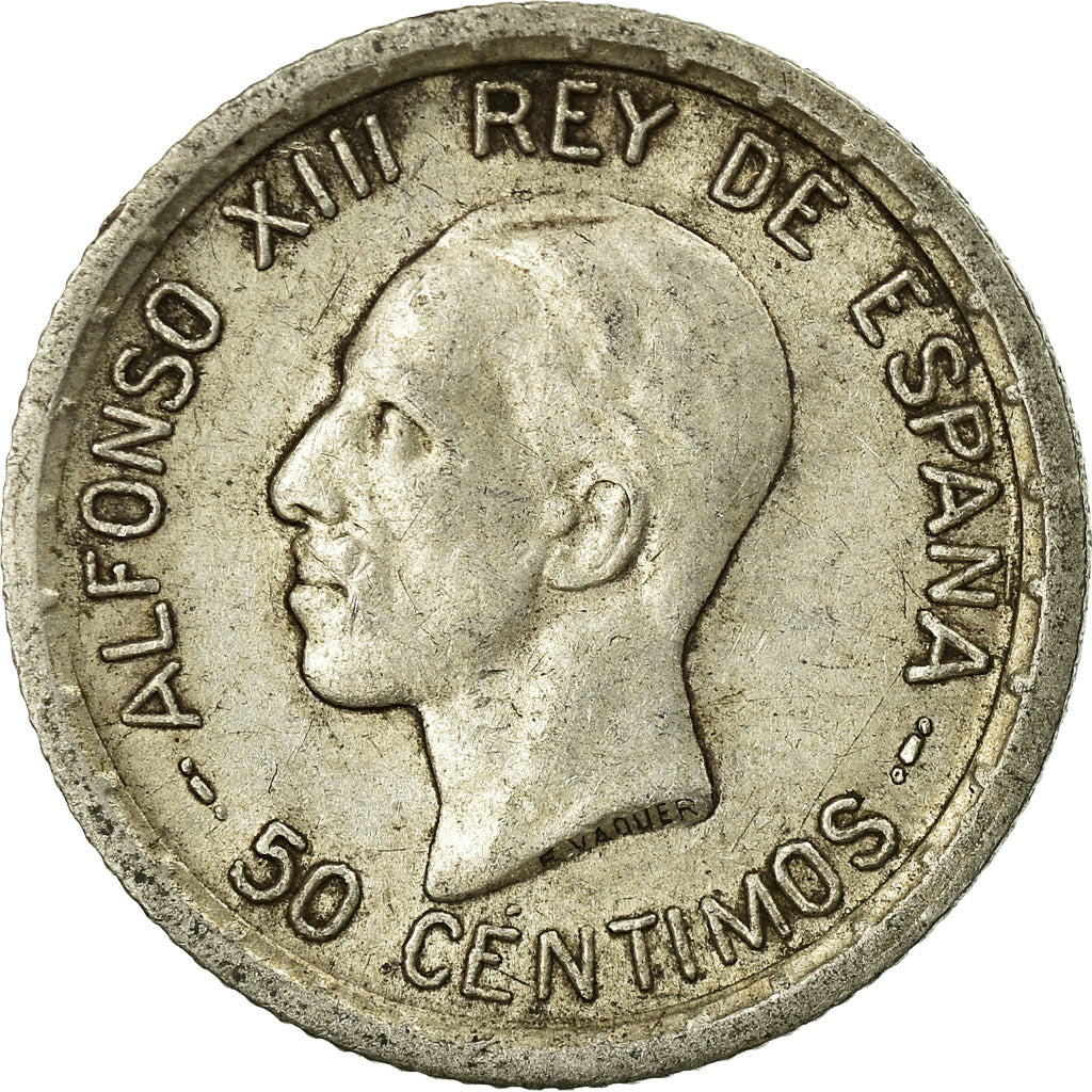 Moneda, España, Alfonso XIII, 50 Centimos, 1926, Madrid, BC+, Plata, KM:741