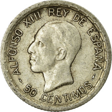 Moneda, España, Alfonso XIII, 50 Centimos, 1926, Madrid, BC+, Plata, KM:741