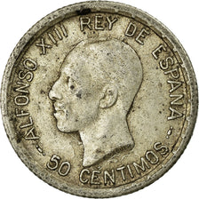 Coin, Spain, Alfonso XIII, 50 Centimos, 1926, Madrid, VF(30-35), Silver, KM:741