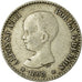Moneda, España, Alfonso XIII, 50 Centimos, 1892, Madrid, BC+, Plata, KM:690