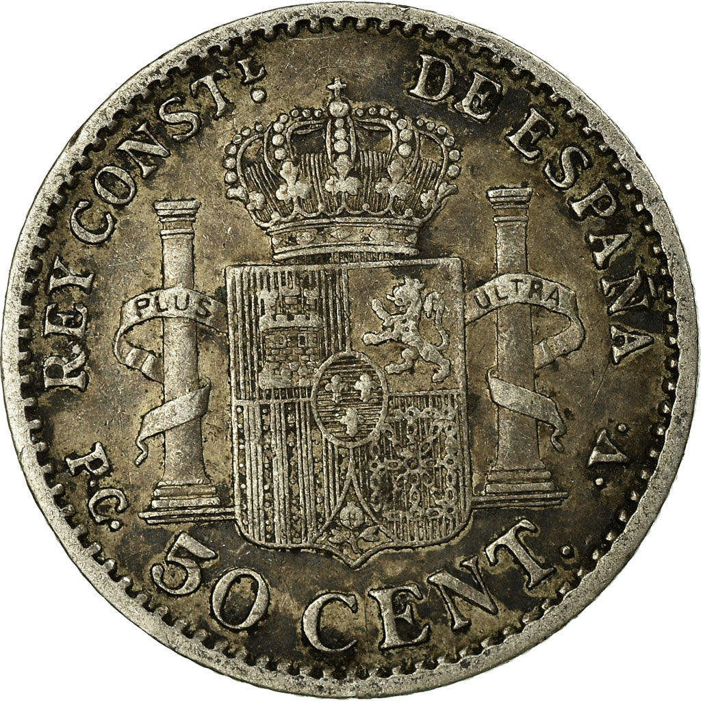 Coin, Spain, Alfonso XIII, 50 Centimos, 1910, Madrid, VF(30-35), Silver, KM:730