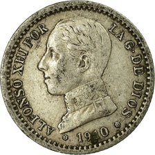 Coin, Spain, Alfonso XIII, 50 Centimos, 1910, Madrid, EF(40-45), Silver, KM:730