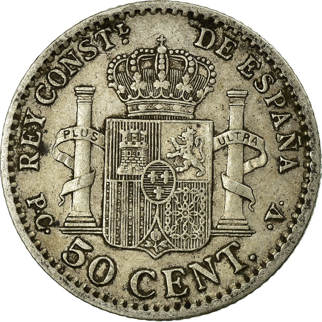 Coin, Spain, Alfonso XIII, 50 Centimos, 1910, Madrid, EF(40-45), Silver, KM:730