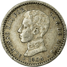 Coin, Spain, Alfonso XIII, 50 Centimos, 1904, Madrid, EF(40-45), Silver, KM:723