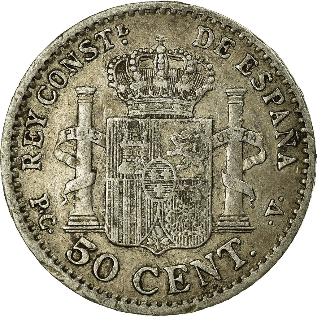 Coin, Spain, Alfonso XIII, 50 Centimos, 1904, Madrid, EF(40-45), Silver, KM:723